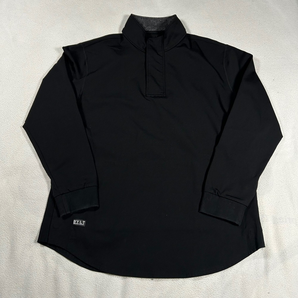 BYLT Elite Fairway Pullover Mens XXL Black Herringbone Collar Quarter Zip Snap - Picture 3 of 7